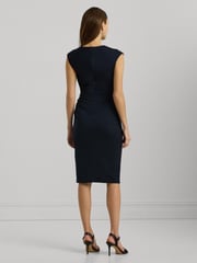 Lauren Ralph Lauren Navy Kehlani Asymmetrical Neckline Midi Dress - Image 4 of 9