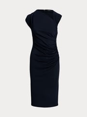 Lauren Ralph Lauren Navy Kehlani Asymmetrical Neckline Midi Dress - Image 9 of 9