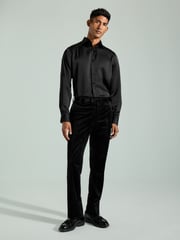 Black Velvet Tuxedo Trousers - Image 2 of 11