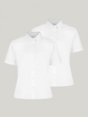 Trutex White Regular Fit Short Sleeve 2 Pack School Shirts - Image 5 of 7