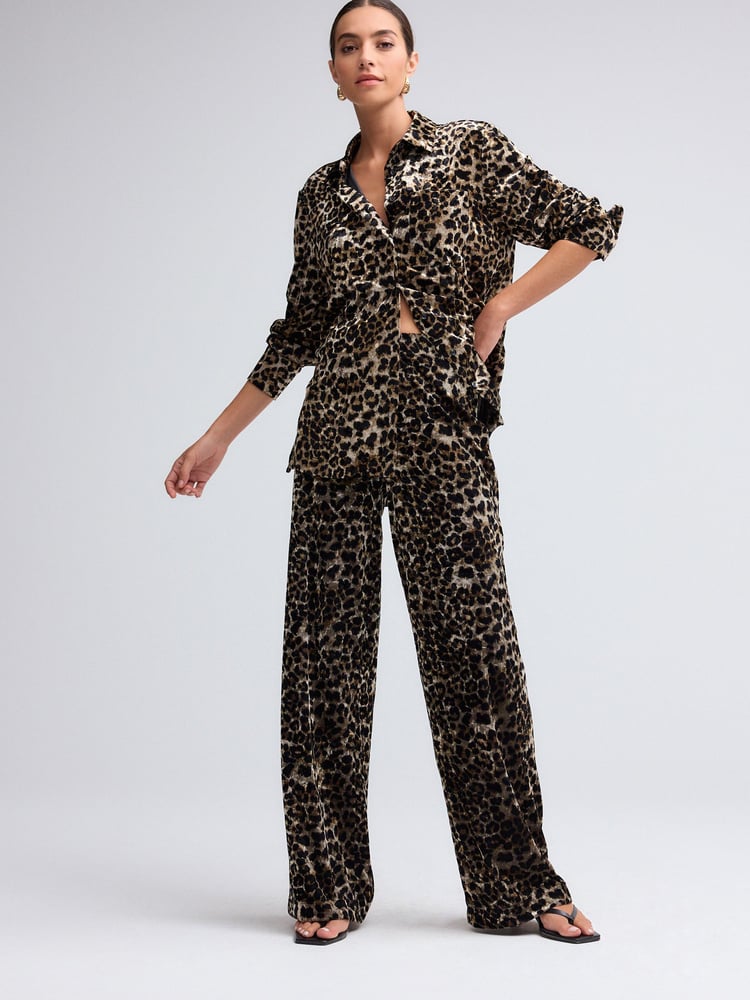 Animal Velvet Wide leg Trousers - Image 1 of 7