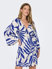 JDY Blue Leaf Print Wrap Mini Dress - Image 2 of 8