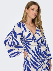 JDY Blue Leaf Print Wrap Mini Dress - Image 5 of 8