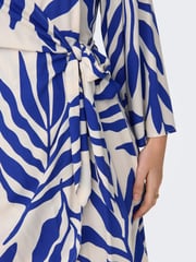 JDY Blue Leaf Print Wrap Mini Dress - Image 6 of 8