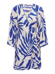JDY Blue Leaf Print Wrap Mini Dress - Image 7 of 8