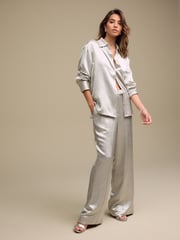 Silver Textured Metallic Satin Shirt - Image 2 of 9