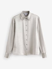 Silver Textured Metallic Satin Shirt - Image 4 of 9
