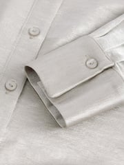 Silver Textured Metallic Satin Shirt - Image 7 of 9