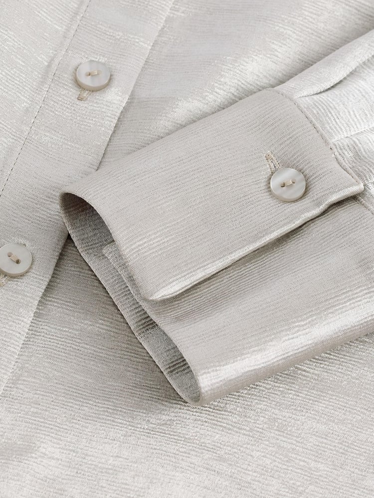 Silver Textured Metallic Satin Shirt - Image 9 of 9