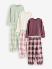 Green/Purple Woven Joggers Pyjamas 3 Pack (3-16yrs) - Image 5 of 12