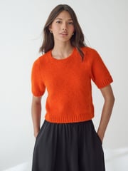 Orange Short Sleeve Crew Neck Jumper With Wool - Image 1 of 8