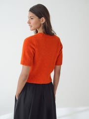 Orange Short Sleeve Crew Neck Jumper With Wool - Image 4 of 8