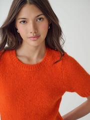 Orange Short Sleeve Crew Neck Jumper With Wool - Image 5 of 8