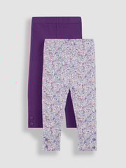 JoJo Maman Bébé Lilac Purple Ditsy Floral 2-Pack Leggings - Image 1 of 7