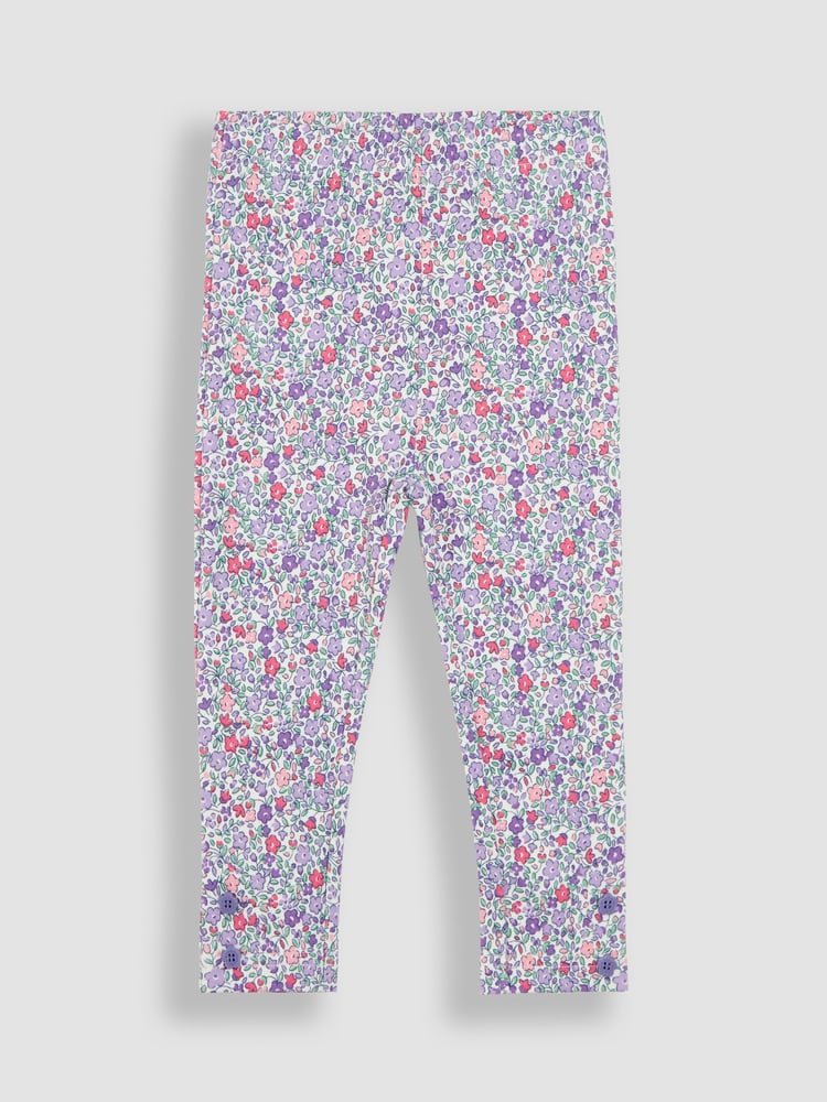 JoJo Maman Bébé Lilac Purple Ditsy Floral 2-Pack Leggings - Image 2 of 7