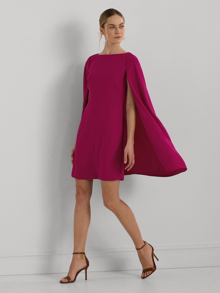 Lauren Ralph Lauren Pink Cape Georgette Cocktail Dress - Image 1 of 9 Lauren Ralph Lauren Pink Cape Georgette Cocktail Dress - Image 1 of 9