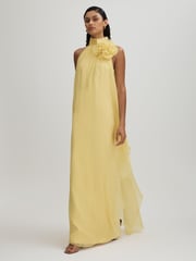 Halston Removable Ruffle Chiffon Maxi Dress - Image 1 of 6