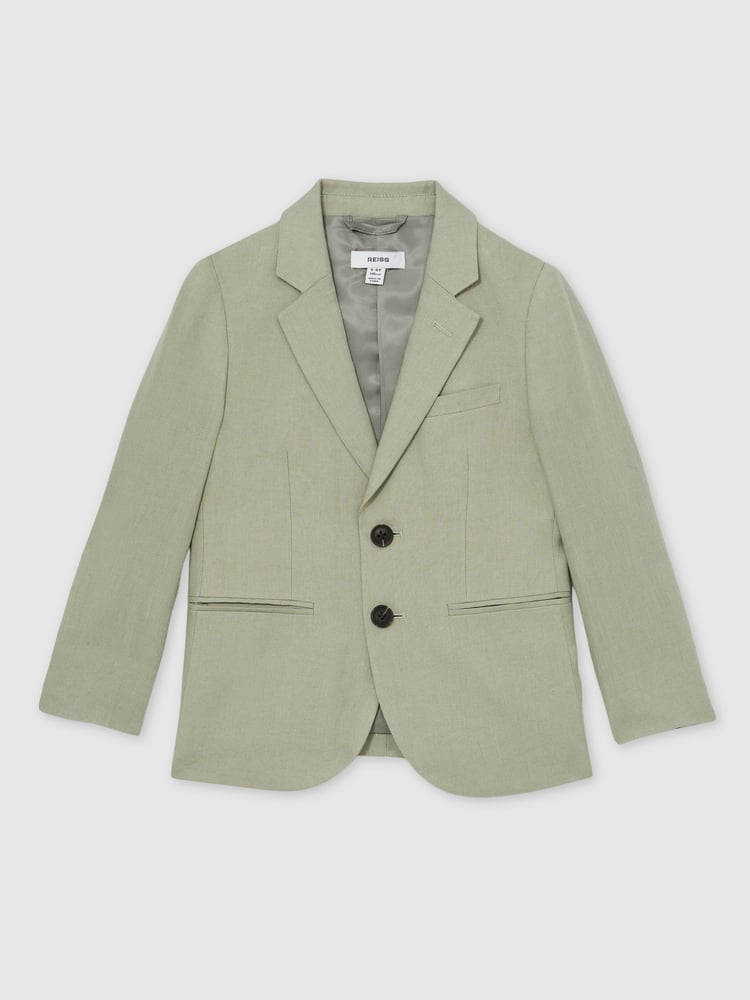 Reiss Apple Kin 3-9 yrs Linen Single Breasted Blazer - Image 2 of 5