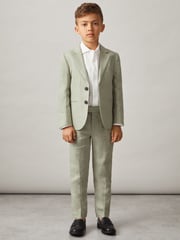Reiss Apple Kin 3-9 yrs Linen Single Breasted Blazer - Image 3 of 5