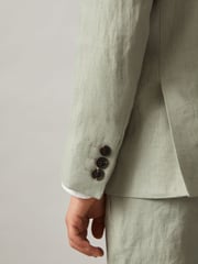 Reiss Apple Kin 3-9 yrs Linen Single Breasted Blazer - Image 4 of 5