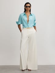 Anna Quan Wide Leg Linen Blend Trousers - Image 1 of 4