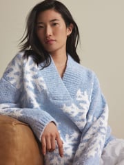 Blue Snowflake Boucle Knitted Christmas Jumper - Image 1 of 8