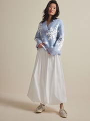 Blue Snowflake Boucle Knitted Christmas Jumper - Image 2 of 8