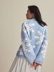 Blue Snowflake Boucle Knitted Christmas Jumper - Image 4 of 8