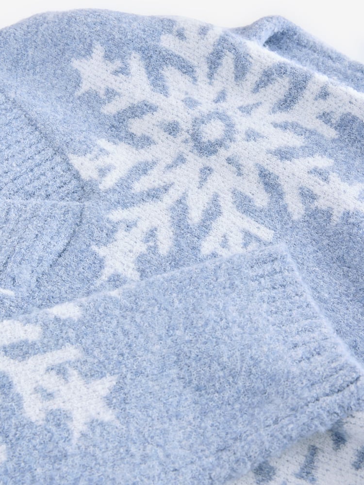 Blue Snowflake Boucle Knitted Christmas Jumper - Image 8 of 8
