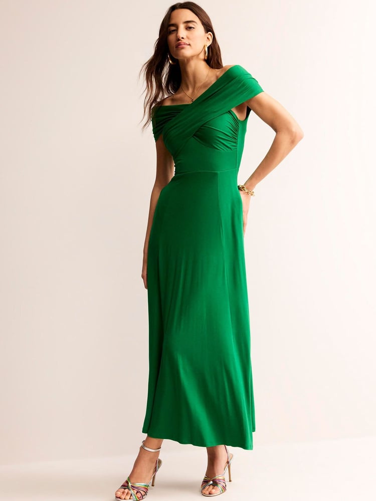 Boden Green Petite Bardot Jersey Maxi Dress - Image 1 of 5 Boden Green Petite Bardot Jersey Maxi Dress - Image 1 of 5