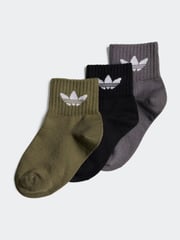 adidas Originals Green/Black Kids Mid Ankle Socks 3 Pack - Image 1 of 3