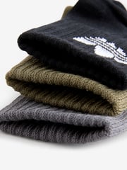 adidas Originals Green/Black Kids Mid Ankle Socks 3 Pack - Image 2 of 3
