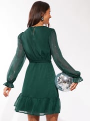 Friends Like These Green Diamonte Detail Chiffon Mini Dress - Image 4 of 4