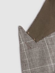 Reiss Light Taupe Burgess Linen Double Breasted Check Blazer - Image 7 of 7