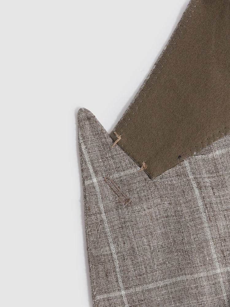 Reiss Light Taupe Burgess Linen Double Breasted Check Blazer - Image 7 of 7