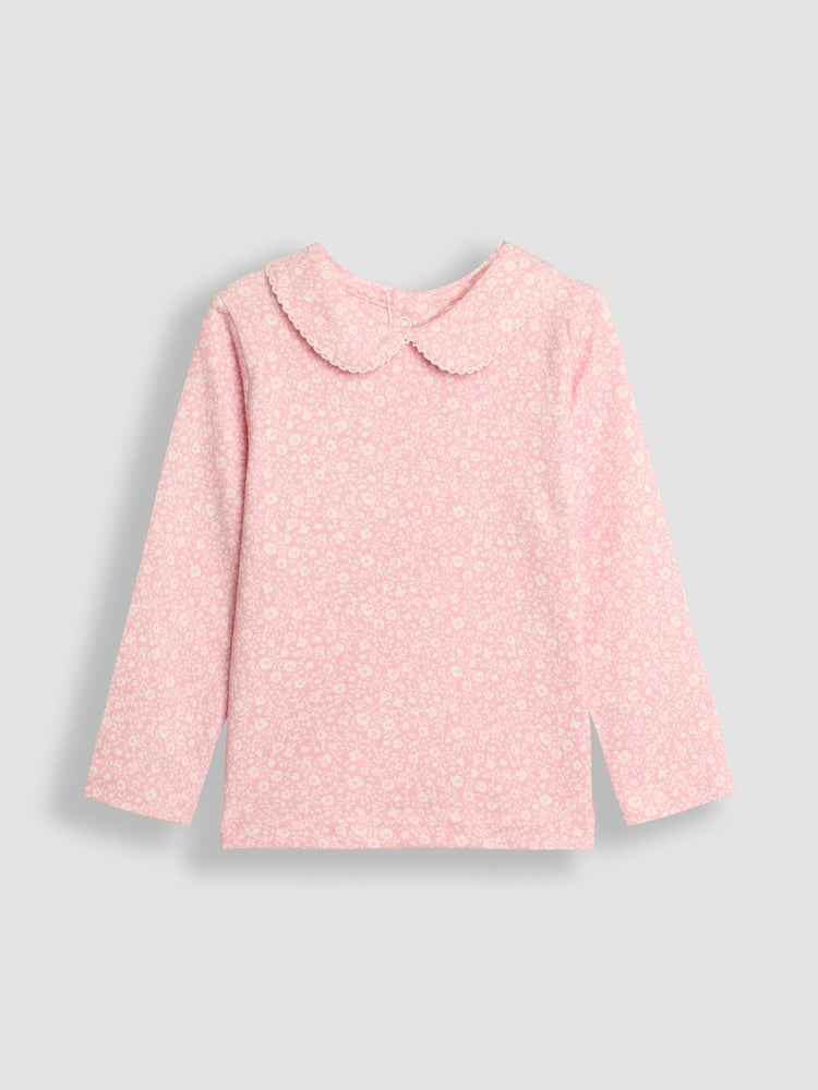 JoJo Maman Bébé Rose Pink 2-Pack Ditsy Floral Peter Pan Tops - Image 1 of 3