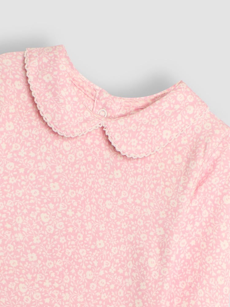 JoJo Maman Bébé Rose Pink 2-Pack Ditsy Floral Peter Pan Tops - Image 3 of 3