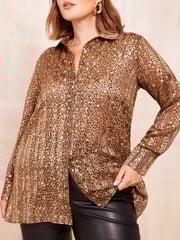 Curves Like These Brown Animal Printed Dip Back Shirt - Image 3 of 4