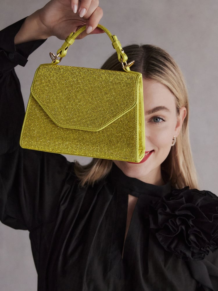 Yellow Tabitha Simmons Stella Sparkle Handheld Bag - Image 1 of 4