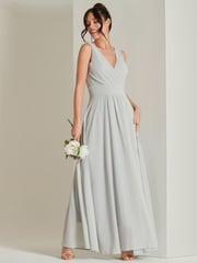 Jolie Moi Grey Pleated Bodice Chiffon Maxi Dress - Image 6 of 6