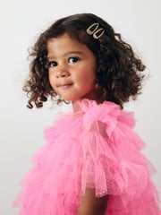 Bright Pink Sparkle Ruffle Mesh Dress (3mths-8yrs) - Image 5 of 10