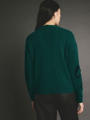 Green Tinsel Christmas Patterned Button Up Knitted Cardigan - Image 2 of 8