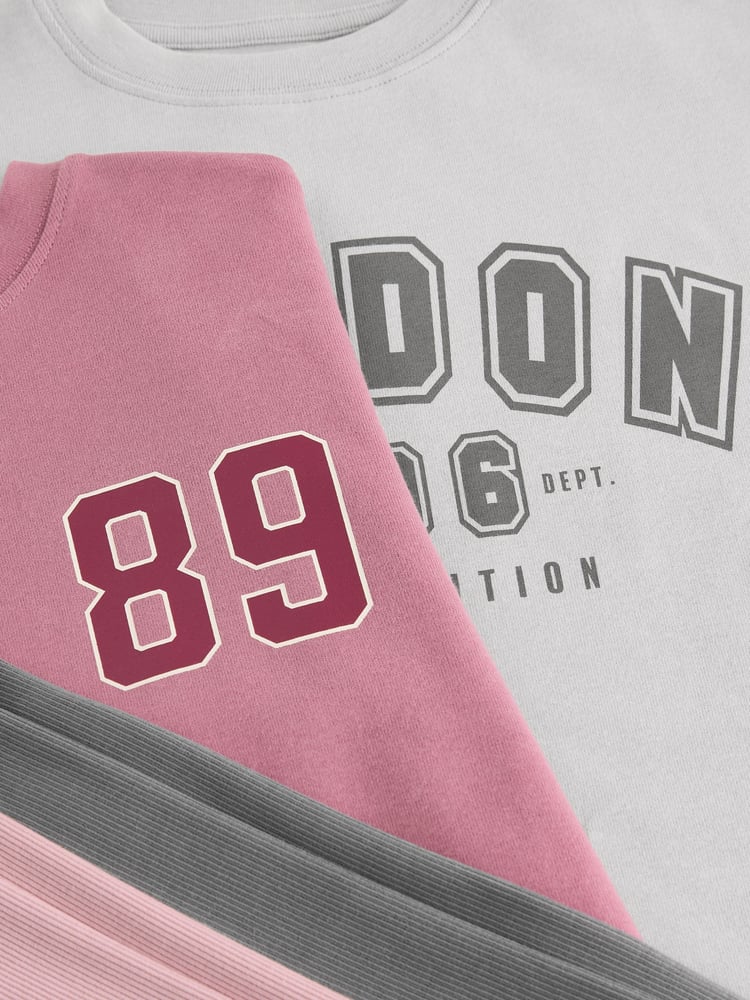 Pink/Grey Collegiate Legging Pyjamas 2 Pack (3-16yrs) - Image 11 of 11