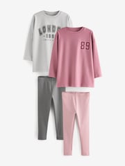 Pink/Grey Collegiate Legging Pyjamas 2 Pack (3-16yrs) - Image 6 of 11