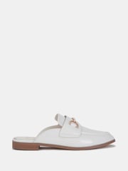Novo White Chrome Wide Fit Eleanora Backless Loafer Mules - Image 1 of 3