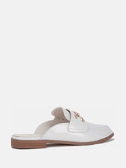 Novo White Chrome Wide Fit Eleanora Backless Loafer Mules - Image 3 of 3