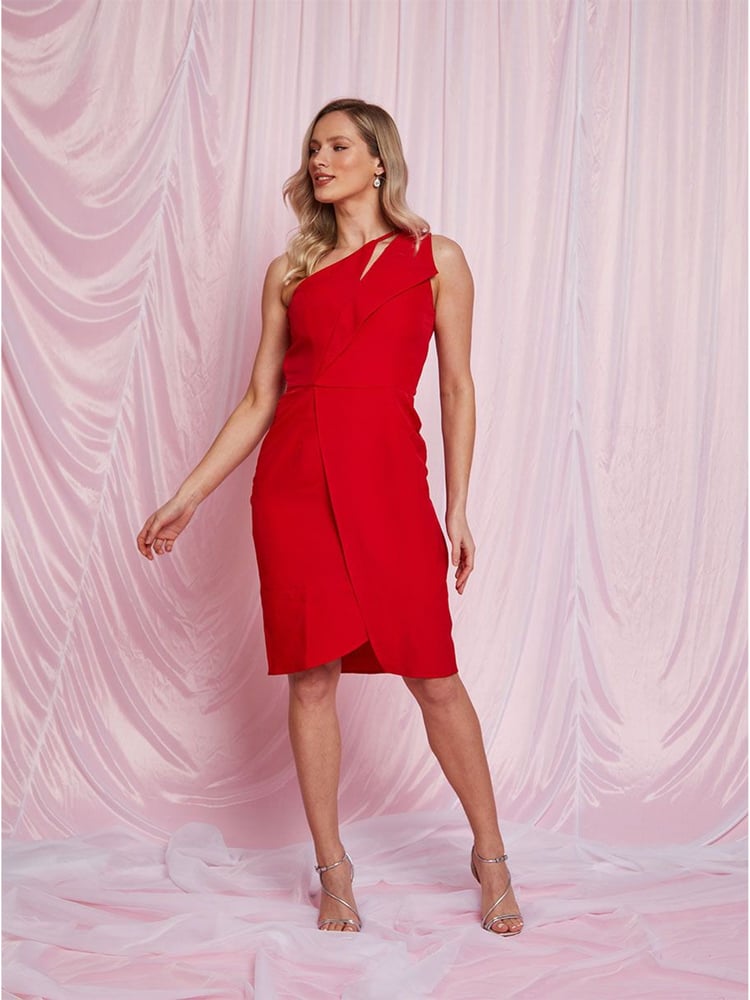 Chi Chi London Red One Shoulder Cut-Out Mini Dress - Image 5 of 5