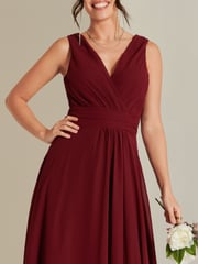 Jolie Moi Red Pleated Bodice Chiffon Maxi Dress - Image 6 of 6