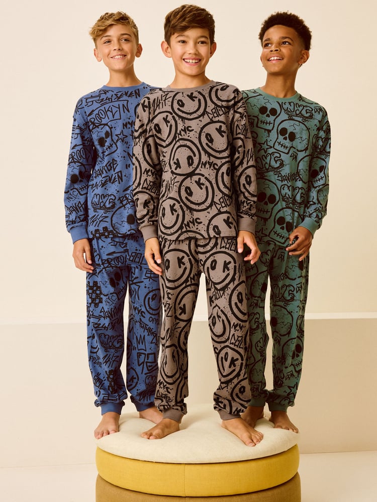 Blue/Green/Neutral Character 3 Pack Long Sleeve Pyjamas (3-16yrs) - Image 2 of 14