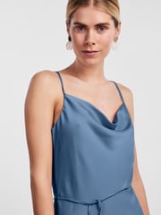 Y.A.S Blue Satin Cowl Neck Slip Dress - Image 4 of 5